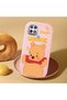 Oppo A15S Compatible Case Camera Protector Pink Silicone Couple Phone Case with Bear Pattern - 2