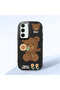 Samsung Galaxy A35 Compatible Case Camera Protector Black Silicone Couple Phone Case Bear Patterned