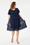 Navy Blue Italian Sequin Embroidered Lace Lined Silk Dress 38 - 44 Sizes - 4