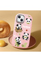 iPhone 15 Plus Compatible Case with Camera Protector Pink Silicone Couple Phone Case with Panda Pattern - 2