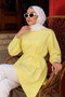 Tie-Waist Asymmetrical Cut Tunic Tsd260265 Yellow - 2