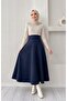 Women's Black High-Waist Elasticated Scuba Crepe Stretch Fabric Long Flared Skirt (Introductory Price) - 3