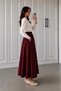Women's Black Elastic Waist Pocketed Scuba Crepe Lycra High Waist Long Flared Skirt - 6