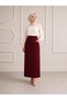 Women's Burgundy High Waist Button Detailed Pocketed Scuba Crepe Lycra Pencil Skirt (Promotional Price) - 3
