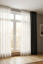 1-2.5 Normal Pile Dark Gray Black Gray Pompom Linen Folded Floor Tulle Curtain, Non-Crinkle Tulle Curtain with Lead-Resistant Skirts - 2