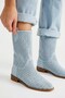 Mellow Women's Suede Low Heeled Summer Boots, Perforated Summer Women's Booties - 3