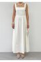 Women's White Midi Dress Square Collar Backless Bow Detailed Atlas - 2