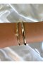 Women's Gold Color Stone Heart Detailed 2-Piece Bracelet Set - 2