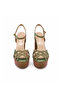 Platform Heeled Shoes Z657 Silvery Gold Jan Jan Fabric - 3