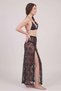Women's Black Lace Long Skirt with Pompom Detail and Slit Pareo - 3