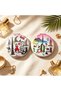 1 Dubai landmark printed round portable folding double-sided makeup small round mirror (random pattern, random delivery of background color) W522 - 3