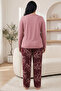 Dried Rose Patterned Cotton Lycra Large Size Oversized Knitted Pajama Set26240928 - 3