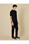 Men Black Peached Terry Relaxed Fit Lounge T-Shirt - 5