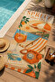 Retro Orange Umbrella and Seaside Vacation Poster Patterned 70X150 Beach Towel - Cotton Bath Towel - 4