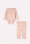 Baby Girl Floral Embroidered Ruffle Set Bodysuit Pants ℅ 100 Cotton Set 3-24 Months - 2