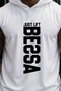 White Just Lift Black Printed Standard Fit Hooded Sports Athlete Cotton Fabric Sleeveless Men's Athlete Tshirt - 2