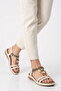 White Genuine Leather Rubber Band Soft Comfortable Sole Embroidered Women's Sandals B474 Z