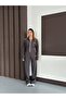 Ol Front Zipper Hooded Waist-Slit Anthracite Winter Tracksuit Set - 2