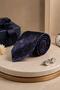 Navy Blue Fuchsia Shawl Pattern Italian Silk Pleated Tie Est234 - 2