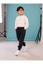 Girls Boys Unisex School Kids Sweatpants 2 Thread Count Compact Combed Cotton No-Knee Hem Black - 4