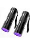 2 Pack UV Flashlights, Azonee, 12 LED 395nm Blacklight Flash Light, Mini UV Light Torch Detector for