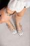 Penelop Women's Cream Satin Polka Dot Bow Detailed Adjustable Buckle Orthopedic Sole Mary Jane Flats - 4