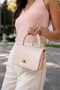 Women's Beige Mini Box Handbag with Side Cross Strap and Handle Modern Stylish Women's Bags - 6