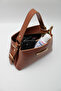 Women's Tan Crossbody Bag with Internal Pocket, Front Accessory and Belt Detail - 4