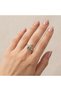 Gold Color Blue Stone Leaf Detailed Women's Ring