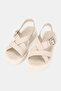 Women's Beige Genuine Leather Strappy Flat Sole Daily Sandals - 2