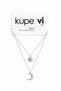 Double Crescent and Polar Star Figured Zircon Stone Stainless Steel Women's Necklace - 5