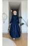 Women's Comfortable Denim Dress with Tie-Up Pockets and Sections - 3