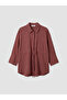 Lcw Everyday Burgundy Striped Oversize Dobby Women's Shirt - 5