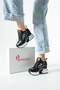 New Season Black and White Hidden Wedge Heel Sneakers Heel Height Total 10 cm - 3