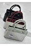 Women's Straw Woven Fabric Hand Shoulder Bag Matte Black - 3