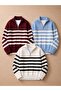 Men's 3-Piece Set Half-Zipper Striped Knitwear Sweater Oversize Model
