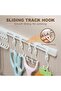 Multifunctional Sliding Rail Hook Rack for Kitchen Utensils - 10 Hooks Wall-Mounted Space Saving Org - 6