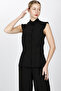 Haki̇m Collar Pleated Vest-Black - 1537100 - 2