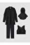 Black Mock Neck Women's Hijab Swimsuit Set - 7