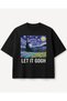 Let It Gogh Van Gogh Starry Night Printed Oversize T-Shirt Unisex 80% Cotton Starry Night Art T-Shirt Thick Textured - 5