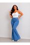 Women's Premium High Waist Stretchy Comfortable Fit Spanish Flare Jeans - Blue