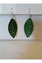 Authentic Wood Balsa Wood Light Khaki Green Laser Cut Leaf Dangle Earrings Size 8.5X2.8 cm - 2