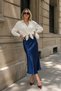 Women's Navy Blue Premium Quality Midi Length Satin Skirt