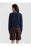 Xside Navy Blue Crew Neck Women's Knitwear Cardigan - 4