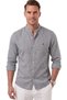 Men's Gray Judge Collar Relaxed Fit Linen Look 100% Cotton Shirt 2602612