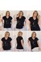 Women's Black V-Neck Plus Size Cotton Trendy Printed Special Collection T-Shirt - 8