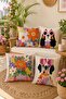 Floral and Eyeglass-Wearing Dog Pattern 4-Piece Throw Pillow Cover Set - 2