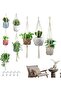 Plant Hanger Set 5 Pieces Boho Macrame | Different Sizes Plant Pot Holders for Ceiling Wall Hook She