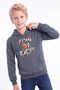 Boy's Printed Kangaroo Pocket Long Sleeve Hooded Sweatshirt - 4