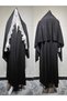 2026 Summer New Trendy Lace Trim Polka Dot Print Front Opening Abaya with Matching Headscarf - 7